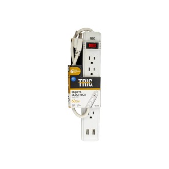 REGLETA PLASTICA 110V-13A 6 TOMAS TRIC T-1104
